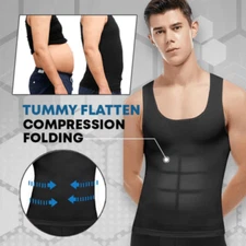 Men's Shaper Cooling Tank Top Compression Belly Chest Slimming T-Shirt Gym Vest