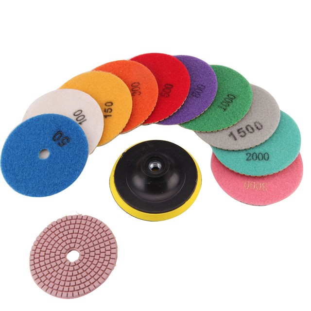 11x 4" Disc Grinder Diamond Polishing Pads Kit for Granite Concrete