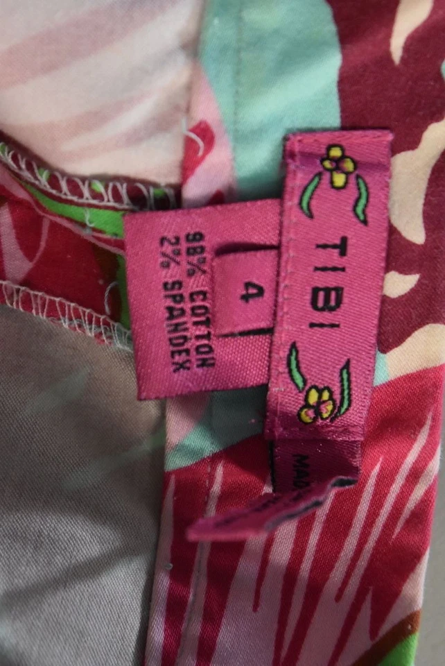 Pantalones Cortos Tibi Mujer Talla 4 Verde Rosa Naranja Estampado Algodón Informal Caminar Foto 4 de 4