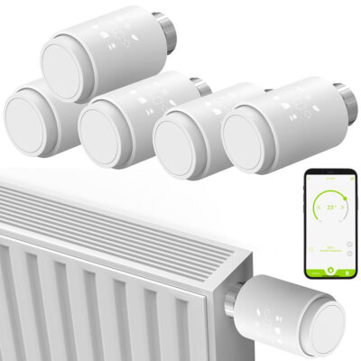 revolt 5er-Set ZigBee-Heizkörperthermostate, weltweite App-Steuerung, Display