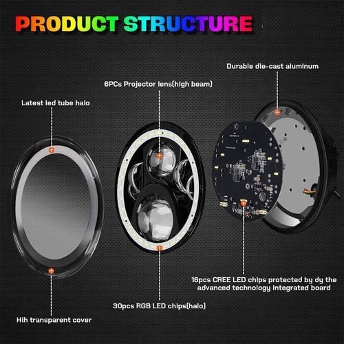 RED Halo LED Headlights + Fog Lights for 2018-2023 Jeep Wrangler JL Gladiator JT - Bild 7 von 15