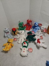 Lot Of 11 Ty Jingle Beanies Ornaments Bears Snowmen Holiday Christmas Dog Angel