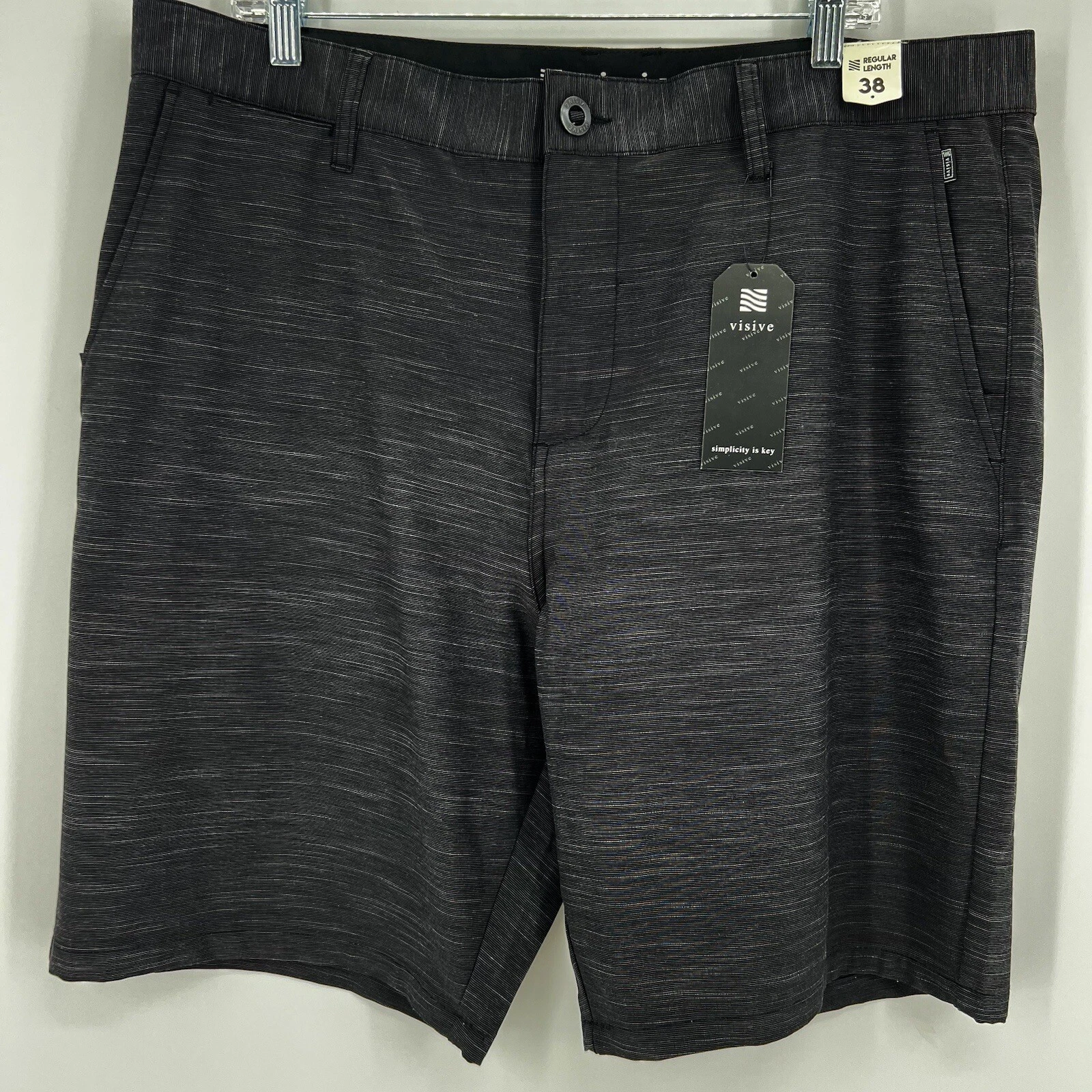Visive NWT Sz 38 All In One Mens Hybrid Quick Dry Stretch Board Shorts Slub Gray