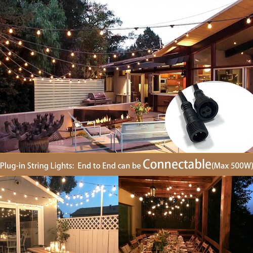 48-65FT Solar/Plug-in Festoon String Lights Outdoor LED Bulbs Garden Xmas Lamp - Picture 5 of 29