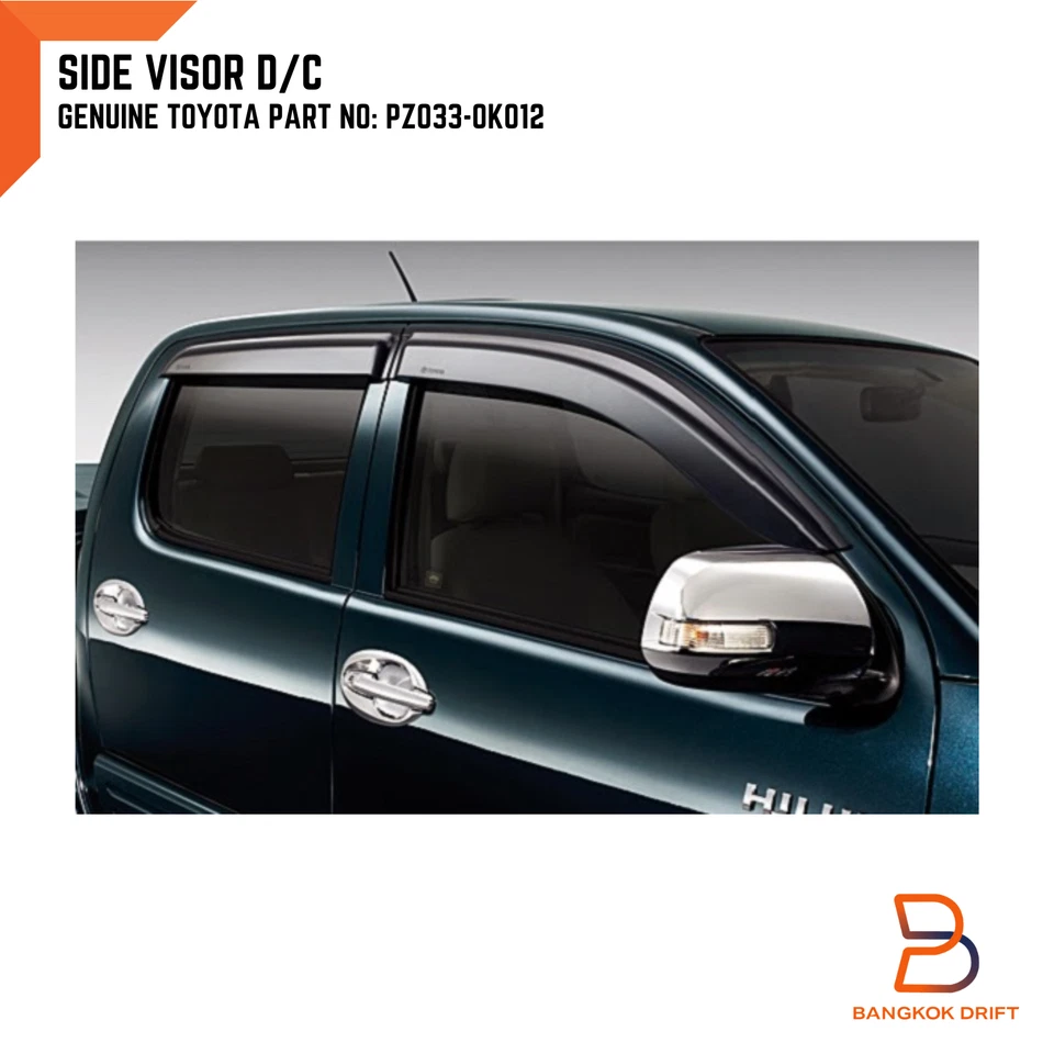 SIDE VISOR RAIN SHIELD WIND DEFLECTOR GUARD FOR TOYOTA HILUX VIGO CHAMP DUAL CAB - Image 2 of 4