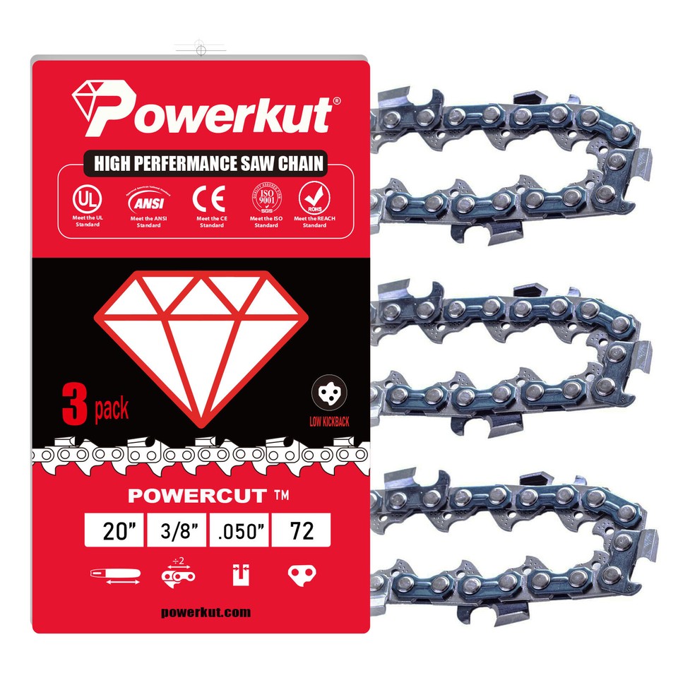 3-pack 20" Chainsaw Chain 3/8” .050” 72DL Fit Oregon E72 Stihl 33RS ...