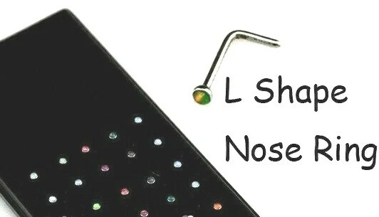 2 мм цветной опал драгоценный камень нос гвоздики L форме изогнутый стержень кости кольцо винт пирсинг 20g - Изображение 3 из 3