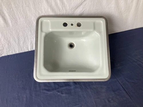 Vtg Mid Century Cast Iron Gray 20x18 Drop In Bath Sink Rheem Richmond 153-25E