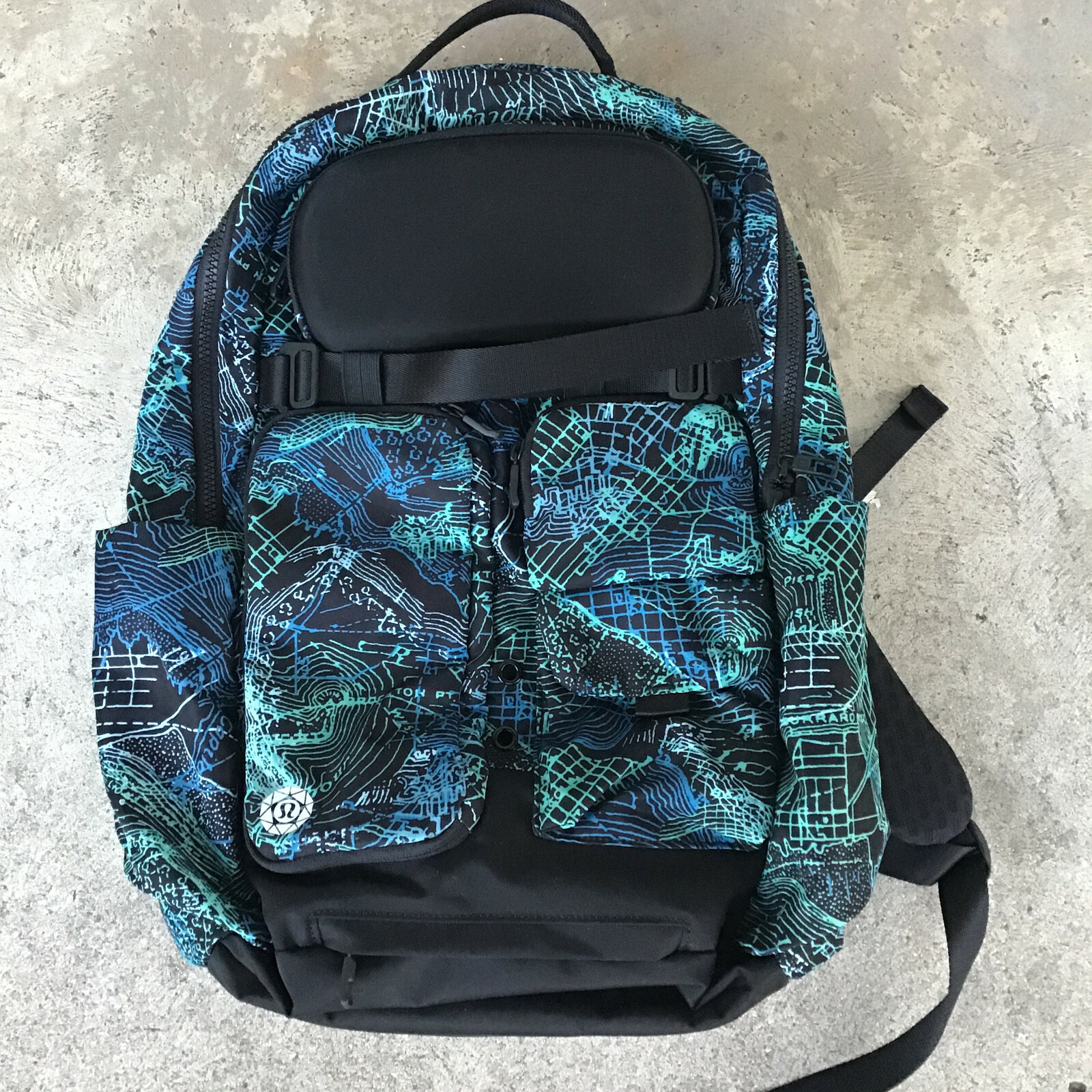 Lululemon All Day Backpack Topography Green Back Stri… Gem