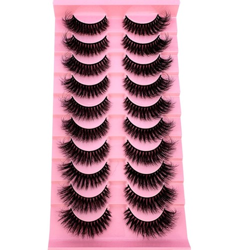 Cat Eye Lashes Natural Mink Eyelashes Medium Length False Eyelash 10 Pairs Curly - Picture 11 of 19