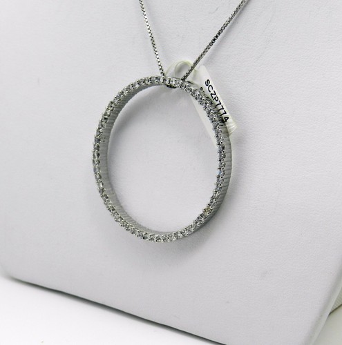 COLLAR ARTESANAL DE PLATA ESTERLINA CÍRCULO DE AMOR BRILLANTE CIRCONITA NUEVO EN CAJA SN#163 - Imagen 2 de 4