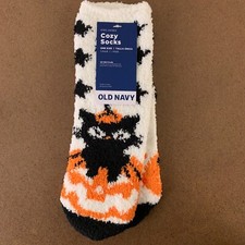 Old Navy Kids One Size Halloween Black Cat Graphic Cozy Socks 1 Pair NWT