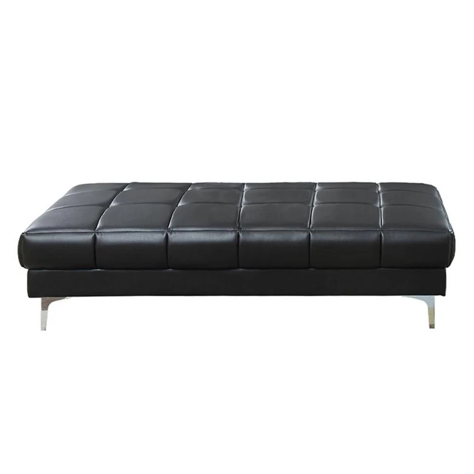 Poundex Furniture Faux Leather Tufted Cocktail Ottoman in Black Color - Image 2 of 4