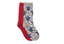 Free Press Women Novelty Crew Socks 2-Pack Grey Sleet Polar Bear Size 6-10.5
