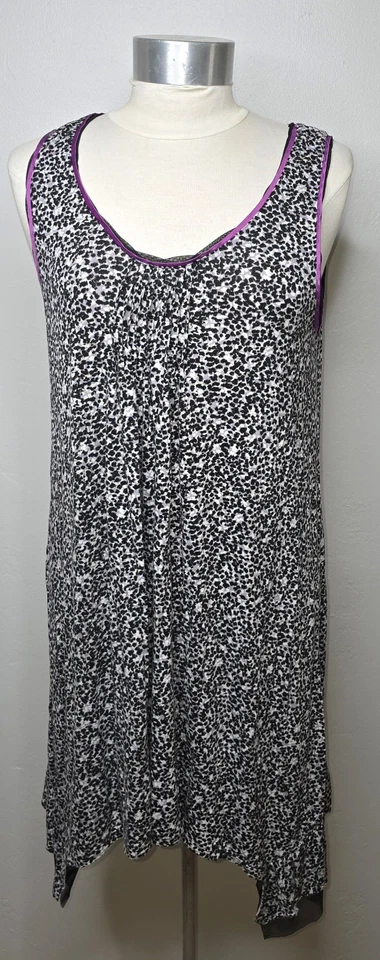 SIMPY VERA WANG женщин 2 X черный белый животных печати ночная рубашка -1204 - Изображение 2 из 4