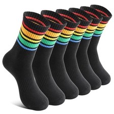 6 Pairs Kids Boys Girls Socks Athletic Basketball Youth Sport 5-8 Years Black
