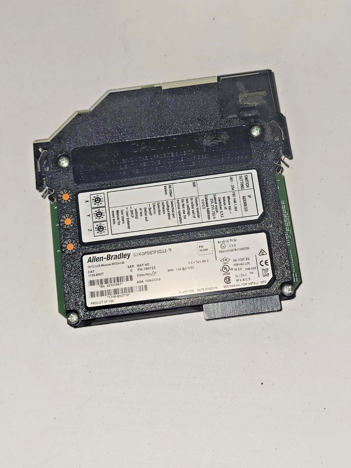 Allen Bradley 1756-EN2T Series D CLX Hi-Cap Enet / IP Module 1756EN2T