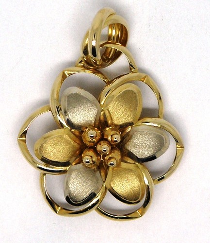 14k Two-Tone Gold Flower Pendant
