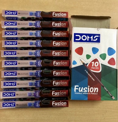 Doms Fusion Xtra Super Dark Pencils and 1 Sharpener Eraser Free Shipping US,100x
