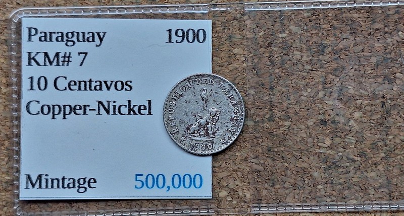 Old Paraguay 10 Centavo Coin 1900 Low Grade But Scarce Vintage World Foreign !!