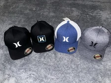 Hurley Mens L/XL Hat Cap Flex Fit Fitted Lot of 4