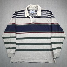 Vintage Lands End Rugby Shirt Mens Large Heavy Cotton Long Sleeve Made in USA