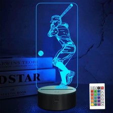 Baseball 3D Night Light, Sport Gifts Bedside Lamp for Xmas Holiday Fathers Gi...