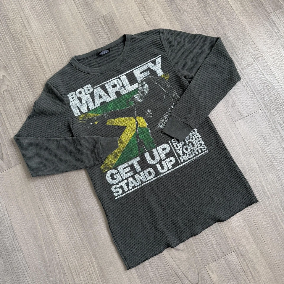 Bob Marley Shirt Mens XL Black Long Sleeve Zion Rootswear Get Up Stand Up Reggae - Image 2 of 4