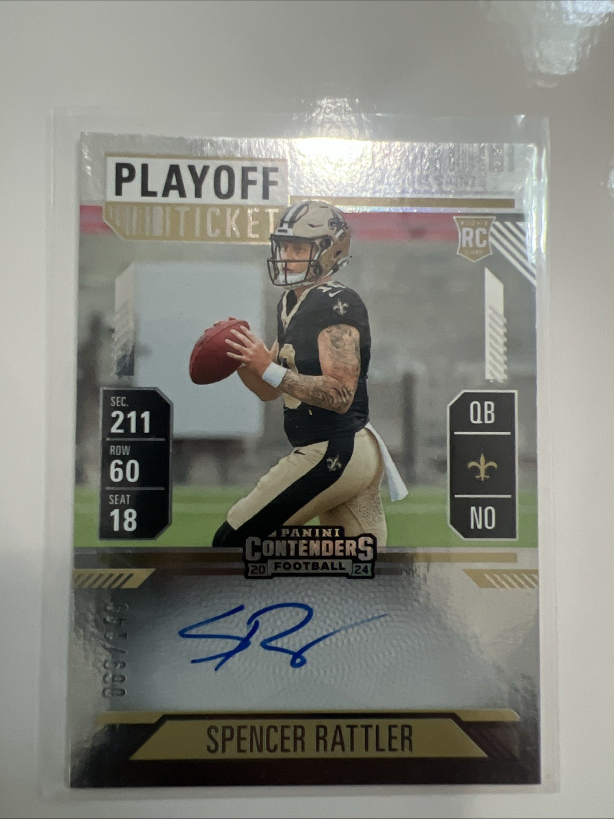 2024 Panini Contenders Spencer Rattler Playoff Ticket Rookie Autograph /149 RC