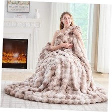 Faux Fur Throw Blanket Tie-Dye Beige - Big Throw 50" x 60" Tie-dye Beige