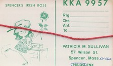 Patricia M. SULLIVAN, Wilson St., Spencer, Mass, KKA 9957, old QSL-card, 1968