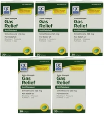 5 Pk Quality Choice Extra Strength Gas Relief Simethicone 125mg Softgel 30 Ct ea