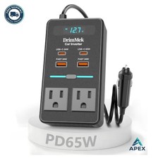 300W Car Power Inverter 12V to 110V Dual AC Outlets USB-C 65W Fast Charging LED