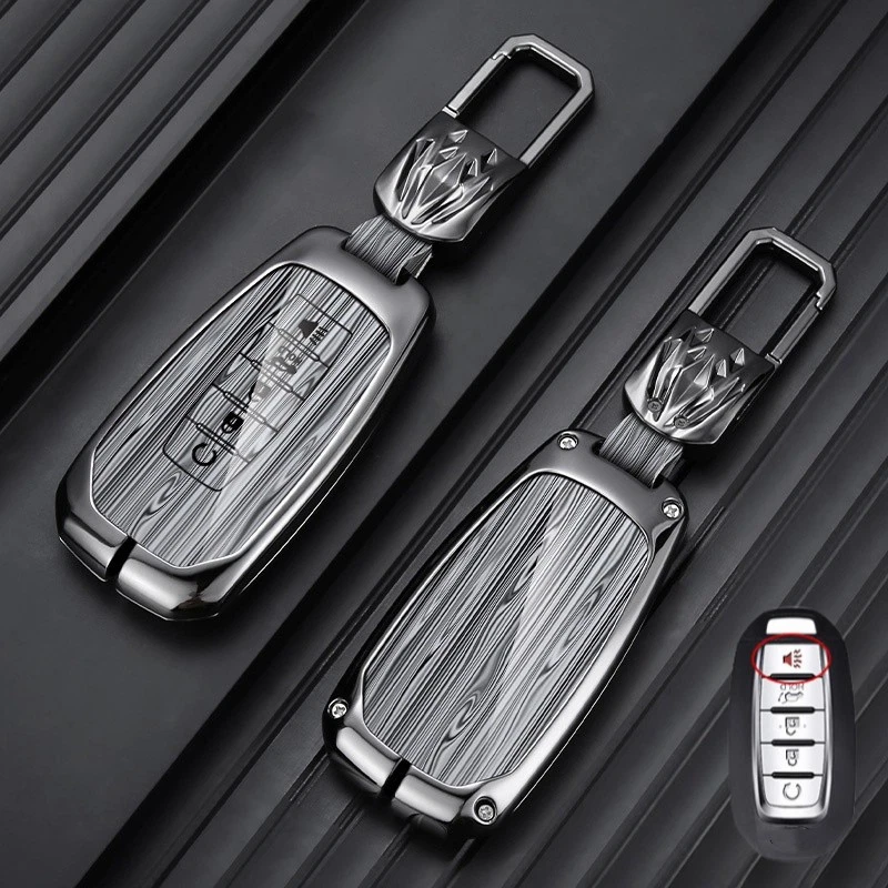 Aluminum Alloy Leather Car Key Fob Case Cover For Infiniti Q50 Q60 Q70 QX50 QX80 — 第 3/4 张图片