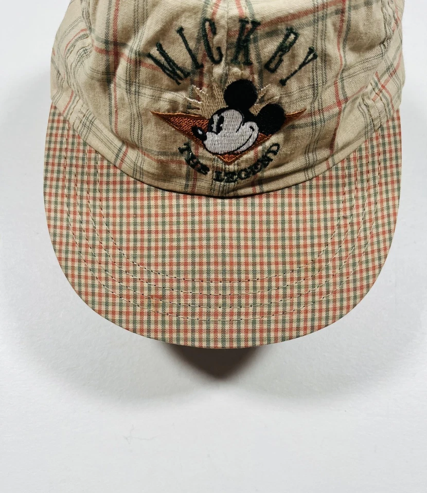 DE COLECCIÓN Gorra de Mickey Mouse Ajustada Para Hombre Talla Única Tostada Cuadros Disney Hecha en EE. UU. Foto 4 de 4