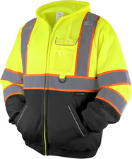 Safety Hoodie Jacket, High Vis Reflective Safety Fleece Hoodie, PPE Gear for Col
