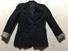 Rafaella Blazer Womens 4 Black Long Sleeve Buttons Pockets Collar Polka Dot Cuff