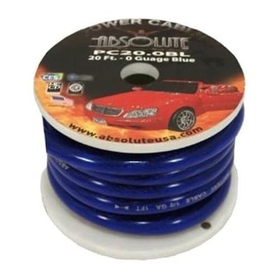 Absolute P020BL 0 Gauge 20 Feet Blue Power Ground Wire Cable