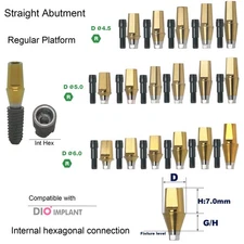 US Straight Abutment Internal Hex 7.0mm H W/Screw  For DIO UFII Regular Implants