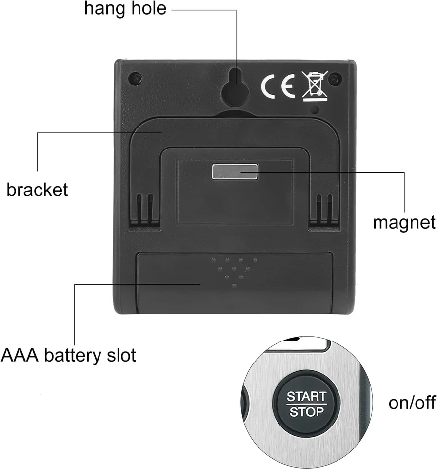 2 PCS Timer Digitale Da Cucina Mini Sveglia Digitale Con Timer Da Cucina per Ele - Immagine 3 di 4