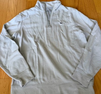 Vineyard Vines Mens Small Gray 1/4 Zip Pullover Sweatshirt Mock Neck Whale Logo