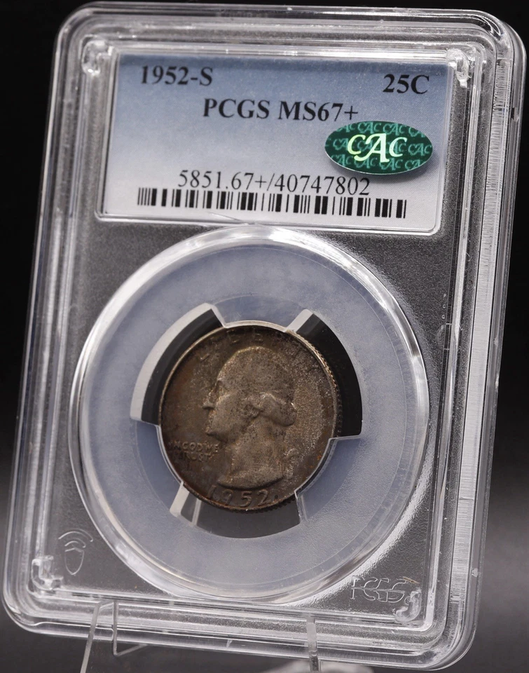 1952-S Washington Quarter PCGS MS67+ CAC • Multi-Color Toned Gem - Image 3 of 4