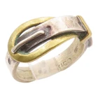 925 Sterling Silver Vintage Ring MEXICO Two Tone Belt Buckle Band Sz 6.5 RG36313