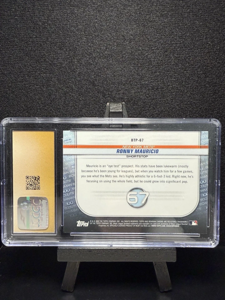 2020 Bowman - Bowman Scouts Top 100 Chrome Ronny Mauricio #BTP-67 (RC) - Image 3 of 3