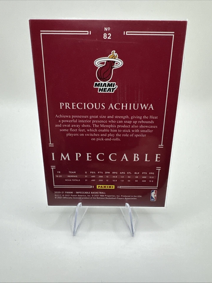 2020-21 Panini Impeccable - Precious Achiuwa #82 Gold /60 (RC) - Image 2 of 2