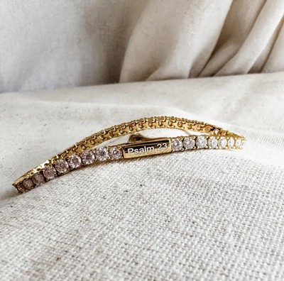 Round Lab Created Diamond Personalized Custom Engraved Bracelet 14k Gold Plated