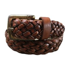 Polo Ralph Lauren Men's 38 Braided Woven Leather Belt 1.25" Wide Preppy