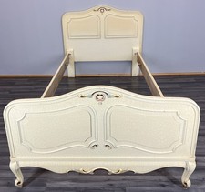 Bed Vintage French Shabby Chic Single Bed Frame Carved Headboard LOT 4596