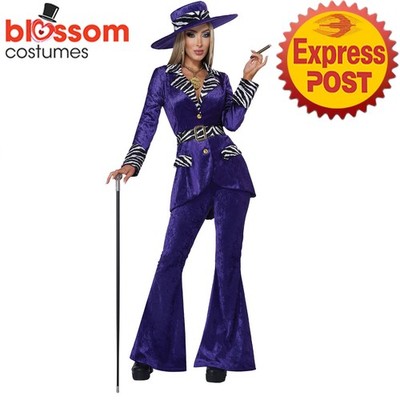 CA3881 Royal Hustla Purple Pimp Gangster Womens 1920s Chicago Mafia Costume