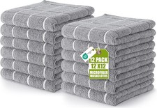 12 Pack Wash Cloths Set, 12 by 12 Inches, Highly Absorbent and Super Soft Microf